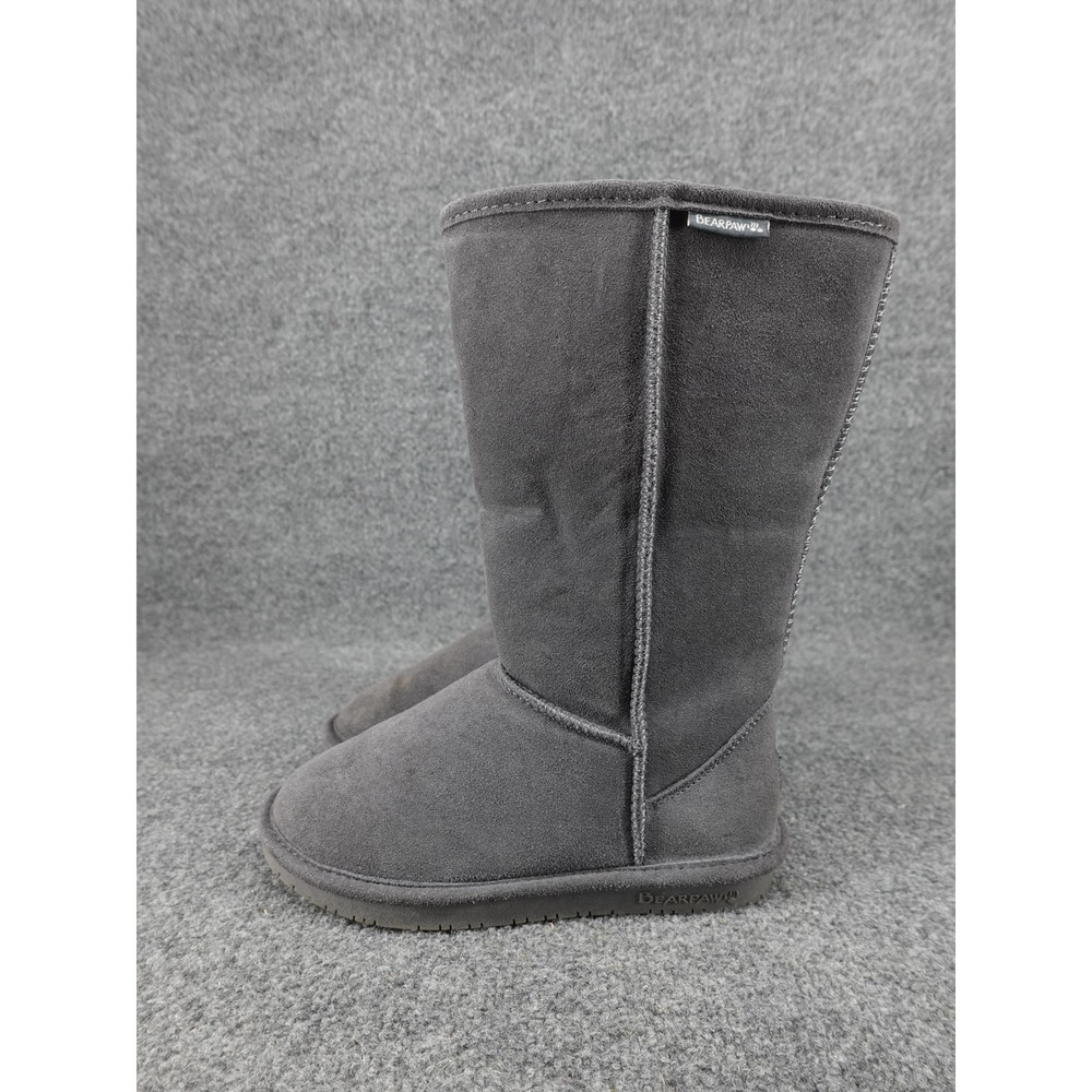 Bearpaw Emma Tall Boot Women Size 7 Grey Suede Wool Blend Lining 612W